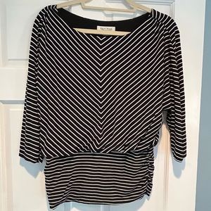 Black/white striped top with black liner